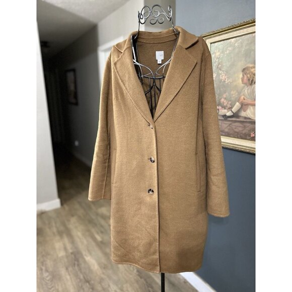 J. Jill Camel Tan Soft Brushed Overcoat Trench Coat Size Small Wool Blend - Picture 1 of 7